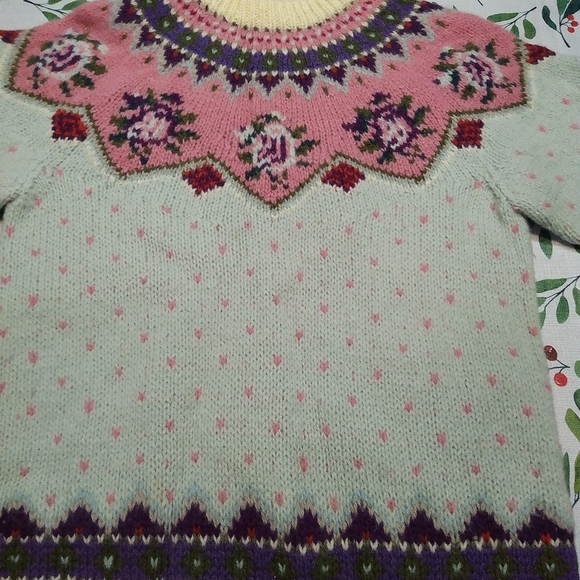 Handmade Wool Rosette Sweater - Picture 2 of 4